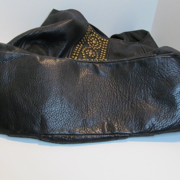 Below the Belt, Black Slouchy Hobo with Gold Grommets, Large - Picture 6 of 7